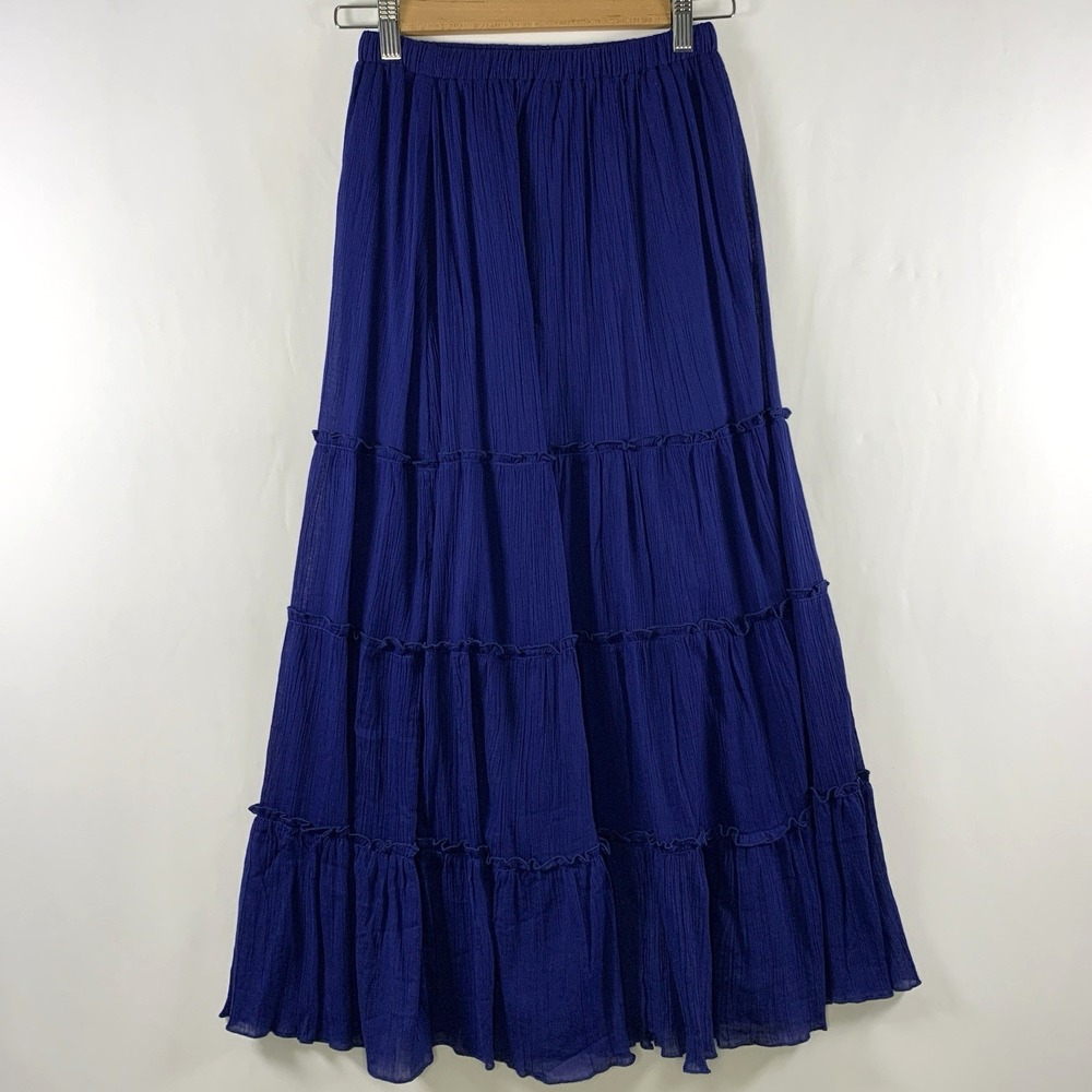 Womens Y2K Tiered Broomstick Maxi Skirt  XXS Boho Gypsy Festival Peasant Hippie